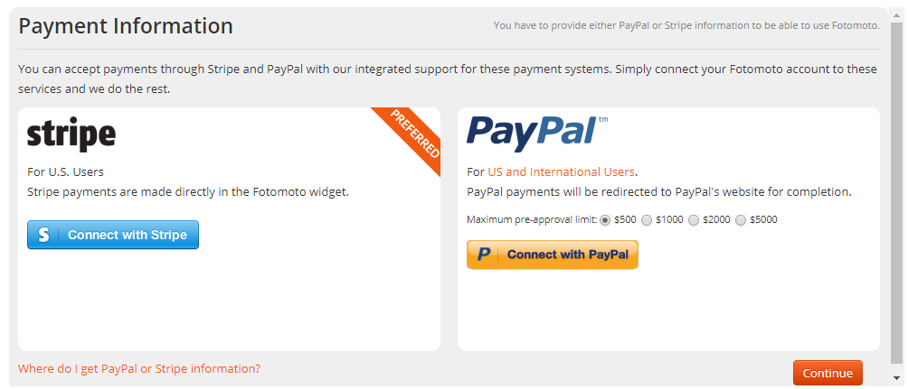 Payment information